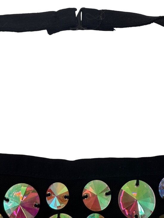 I Heart Raves 2 Piece Black Holographic Caged Halter Top & Bottoms Set| Festival - Picture 9 of 16